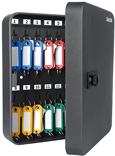 Uniclife Schlüsselschrank aus Stahl mit 28 Schlüsseln und Kombinationsschloss, an der Wand befestigter Schlüssel-Organizer mit rücksetzbarem Code, digitaler Box und Schlüsselanhänger, 5 Farben