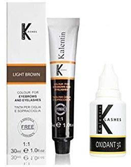 KIT TINTURA SOPRACCIGLIA CON OSSIGENO 3% KALENTIN IN VARI COLORI (MARRONE CHIARO)