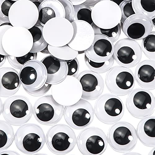 TOAOB 40 Stück Selbstklebend Wackelaugen Runde Schwarz Weiß 35mm Kunststoff Augen für Scrapbooking Kunsthandwerk Puppe Zubehör
