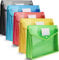 5 Pcs Plastic Wallet Folders with Popper - Document Pockets with Button, Plastic Envelope Wallets Files for A4 documents Papers,Red Blue Yellow Green Black - Pack of 5