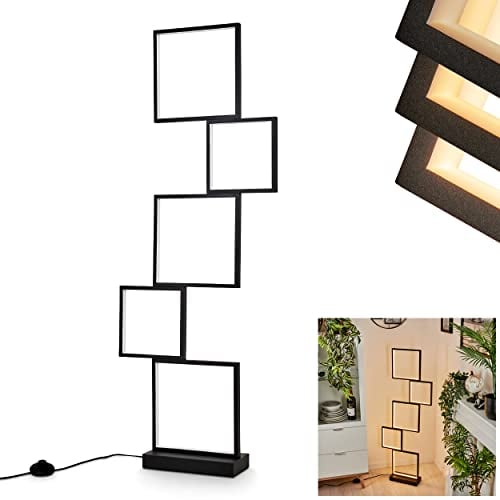 HOFSTEIN LED Stehlampe Bacolod, dimmbare Stehleuchte aus Metall in Schwarz, 34 Watt, 3400 Lumen, Lichtfarbe 3000 Kelvin (warmweiß), Standleuchte mit Lichteffekt, dimmbar über den Fußschalter