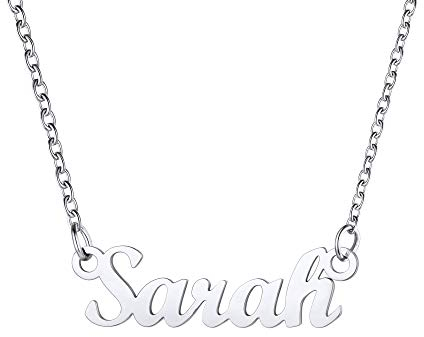 U7 Sarah Name Necklace Womens Tiny Pendant Silver Chain Necklaces For Girls