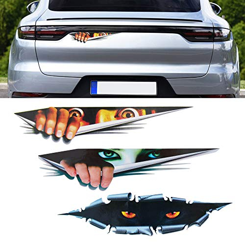 TOMALL 3 Stück 3D Simulation Stereo Augen Peeking Auto Aufkleber Mann Peeking Frau Peeking Aufkleber Leopard Augen Peeking Aufkleber Selbstklebend Wasserdicht Aufkleber für Auto Fenster Stoßstange