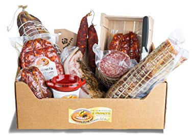 Moretti® Cesta Regalo Pasquale Salumi E Accessori | Specialità Di Salumi Calabresi | Viaggio Nel Gusto Dolce e Piccante | Varie Combinazioni | Salumi E Tantissimi Accessori (Cestino Dolce)