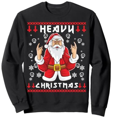 Heavy Metal Christmas Sleigher Hail Santa Claus Rock Musik Sweatshirt