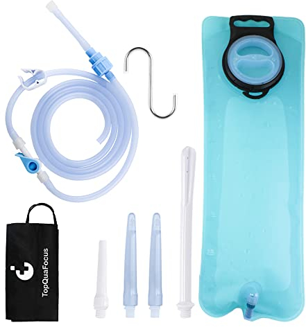 TopQuaFocus Kit de bolsa de enema portátil Bolsa de enema para hombres Mujeres Limpieza de colon Anel Douche Hombres 3L