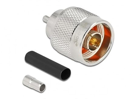 Delock N Stecker zum Crimpen RG-174 / RG-316 mit passendem Schrumpfschlauch