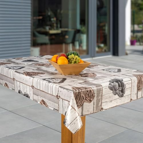 laro Wachstuch-Tischdecke Abwaschbar Garten-Tischdecke Wachstischdecke PVC Plastik-Tischdecken Eckig Meterware Wasserabweisend Abwischbar, Muster:Steinherz - rustikal, Größe:140x240