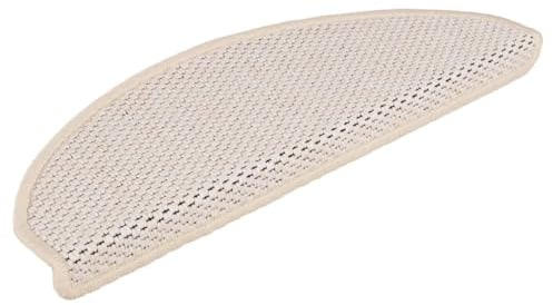 vidaXL Treppenmatten 15 STK., Stufenmatten Selbstklebend, Treppenteppich in Sisal-Optik, Treppenstufenmatte Treppenschutz, 65x21x4cm Creme