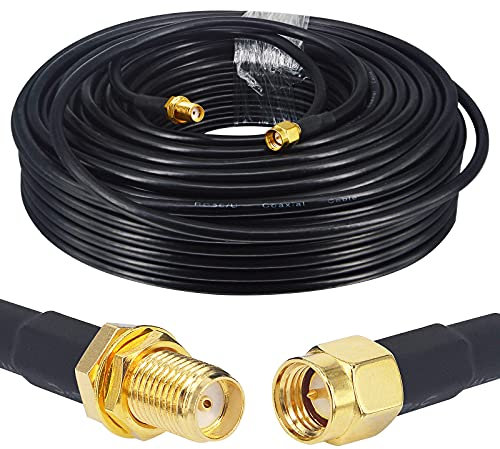 Boobrie Upgraded 30M SMA WiFi Antenna Extension Cable RG58 SMA Male to SMA Female Cable 50ohms SMA Extension Cable Low Loss 4G Antenna Wifi Router Extension Cable 3G 4G LTE WiFi Antenna Wireless