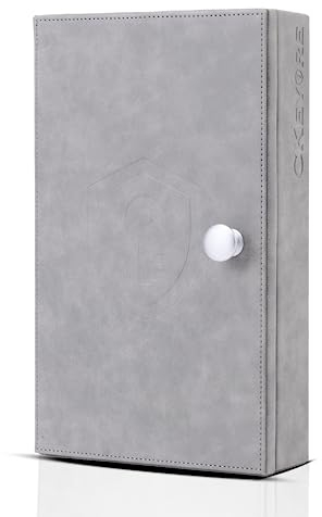 CKEYURE Premium XL Graue PU Leder Faraday Box für Autoschlüssel - Wandmontage mit Magnetverschluss | Anti-Diebstahl-Signalblocker | RFID- und Signalblockierender Käfig