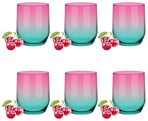 Glasmark Lot de 6 verres à faible teneur en verre turquoise multicolore 300 ml