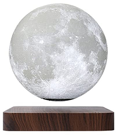 OKYUK Schwebende Mondlampe, 3D-Druck Nachtlicht 3 LED Farben Schwebelampe Magnetschwebebahn für Home Office Schreibtischdekoration Kinder Freunde Besonderes Geschenk