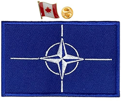 A-ONE 3D NATO Symbol Moral Patch + Kanada Country Kragen Flagge Emaille Pin, Applikation für Baseball Cap Outwear Jacke Rucksack Jeans Canvas Schuhe Stiefel Male Windbreaker Nr. 422 + .020p