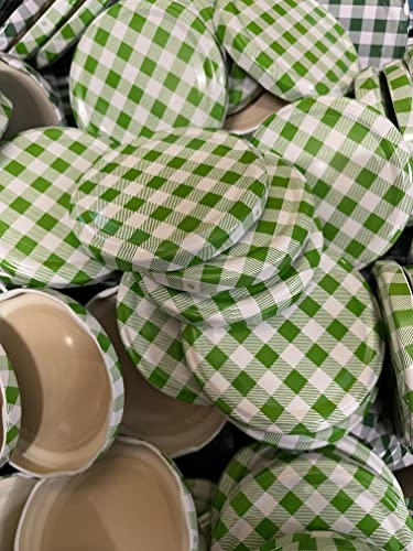 25er Set Ersatzdeckel Twist-Off-Deckel für Sturzgläser To 82 passend für 230, 350, 435, 540, 565 ml Einmachgläser Einkochgläser | wurstmacher-shop by trümper HALLENDO® (Grün/Weiß)