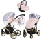Lux4Kids Kinderwagen Buggy 3in1 2in1 Isofix Auswahl Tiara Gold by Pink Flowers G07 2in1 ohne Babyschale