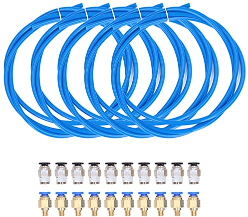 Pneumatik-Fittings-Kit, 5 Stück 1 Meter PTFE-Schlauch und 20 Stück Pneumatik-Anschlüsse für 3D-Drucker 1,75 Mm Filament, 3D-Drucker-Zubehör