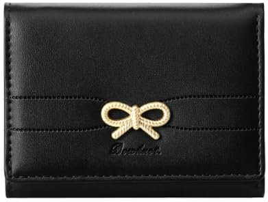 Sunwel Fashion Geldbörse für Mädchen und Frauen, Niedlich Kokette mit Schleife, Ästhetischer Kartenhalter mit Ausweis-Fenster, Schwarz