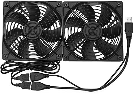 YINETTECH Dual 120mm USB Fan with 2 in 1 USB Plug Compatible with PS4 Compatible with etc USB 120mm Computer Fan for Ventilation Exhaust Fan Replacement
