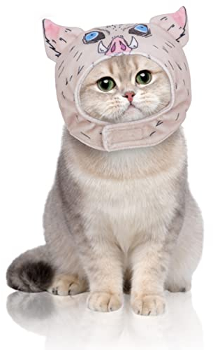 Roffatide Anime Hashibira Inosuke Katze Hut Cosplay Kimetsu no Yaiba Haustier Kostüm Kleiner Hund Oufit Halloween Kitty Kopfbedeckung