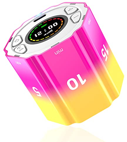 Ushining Timer Würfel, Magnetischer Flip-Timer mit Stummschaltung und Einstellbare Tonwarnung, Timer für Arbeit, Kochen, Büro, Studium, 3/5/10/15/30min, Benutzerdefinierter Countdown, Gelb-Rot