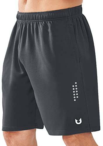 NORTHYARD Sport Shorts Herren Leichte Mesh Sporthose Kurz Schnelltrockende Kurze Hosen Laufhose mit Reißverschlusstasche für Basketball Tennis Fitness, Dunkelgrau, L