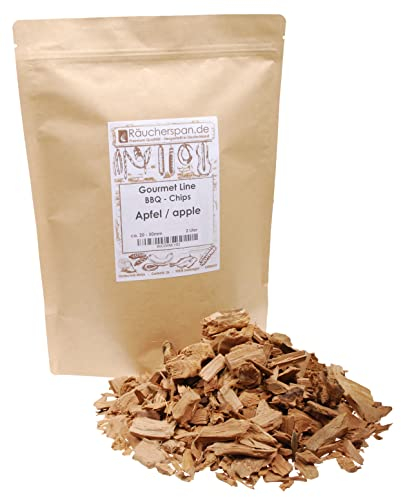 Räucherspan.de - Räucherchips Apfelholz extra groß - American Barbeceue Räucherchips - Apfel-Räucherchips, 2 Liter