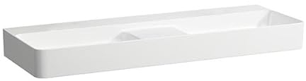 Laufen VAL Doppelwaschtisch, ohne Hahnloch, ohne Überlauf, 1200x420mm, semi-trockener Bereich mittig, H814282; Farbe: weiss matt