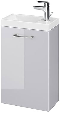Belvit Lara Unterschrank mit Waschbecken Grau glänzend (39,2x59x21,5cm)