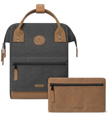 CABAIA - Sac à Dos Adventurer Londres - Mini 10L - Déperlant - Compartiment Ordinateur Portable 10,5-2 Poches - Certifié Vegan - Sac Voyage, Affaires, École pour Homme et Femme - Noir
