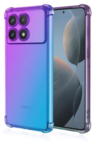 HONLEN Funda para Poco X6 Pro 5G Carcasa, (6.67 Inches) Gradiente Transparente TPU Silicona Case, Protección de Esquina Mejorada Cover Azul púrpura