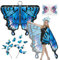 BOFUNX Schmetterling Kostüm Damen + Schmetterling Haarreif + Glitzer Gesicht Aufkleber Schmetterlingsflügel Schmetterlings Kostüm Zubehör für Halloween Fasching Karneval Party Cosplay