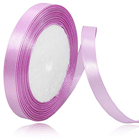 Nastro di raso di lavanda, larghezza 10 mm, 22 m, colore viola chiaro, nastro in tessuto per Halloween, Natale, fai da te, bouquet, progetti di cucito, decorazioni di compleanno e matrimonio