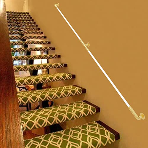 Treppenhandlauf Moderne Handläufe für Treppen Weißes Schmiedeeisen-Innengeländer für Treppen, an der Wand montierte Treppengeländer mit Halterungen Schienen (Größe: 18 Fuß) (9,2 Fuß)