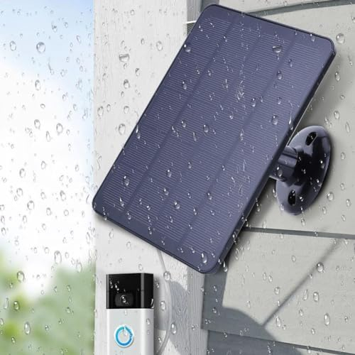 SPORTARC Pannello solare ad anello per campanelli, pannello solare da 5 W per telecamera di sicurezza, pannello solare per fotocamera con batteria ricaricabile esterna, supporto di sicurezza