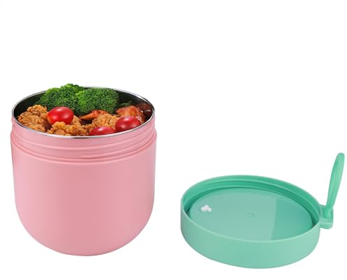 TiooDre Muesli Cup to Go, Breakfast Cereal Cup Lunchpot Ellipse Portable Yoghurt Cup with Spoon, 800ML Breakfast Pots on The Go- Practical Lunch Box for School Work Picnic
