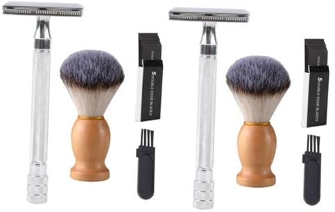 FRCOLOR 2sätze Rasierer Mit Bartbürste Und Reinigungsbürste Manuelles Rasier Herren Für Bart Und Körperhaare Tragbar Für Zuhause Und Reisen