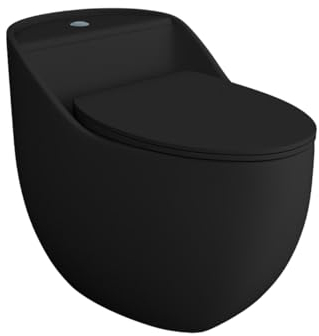 LAVITA Einteilige Stand-WC mit eingebautem Spülkasten SILIA RIM BLACK WC deckel mit Absenkautomatik Keramik Toilette Spülrandlos Toilettenschüssel Toilettenbecken Stehend + WC-Anschlussstück