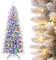 Yorbay Künstlicher Weihnachtsbaum Slim mit Beleuchtung LED Tannenbaum für Weihnachten-Dekoration, Schneebeflockt, Schmal, Weiß (Aufrüstungsmodell 180 cm)