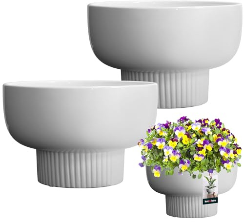 KOTARBAU® 2er Set Keramik Blumentopf ⌀ 24 cm Weiß Blumen Übertopf Blumentöpfe Keramik Blumentopf Keramik Blumenübertopf Keramik Übertöpfe für Zimmerpflanzen Übertopf weiß