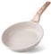 RIOVARM 24 cm Induzione Antiaderente Padella, In granito Padelle per uova senza PFOA, Padella per omelette con manico in bachelite Woodgrain, Pentole, Beige Padelle universali 9.5 inch
