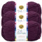 Lion Brand Yarn 24–7 Baumwolle, Garn zum Stricken, Häkeln und Basteln, Aubergine, 3 Stück