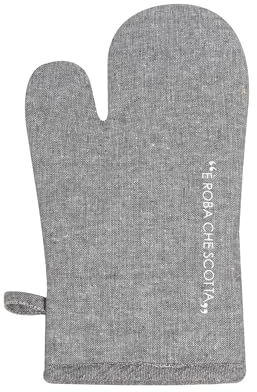 KASANOVA Guanto Forno Antracite con Scritta in Misto Cotone Grigio