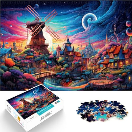 Puzzle | Puzzles Colorful rainbow windmill town Jigsaws Puzzles 1000 Piece Puzzles For Adults Wooden Jigsaw for 1000pcs(50x75cm)