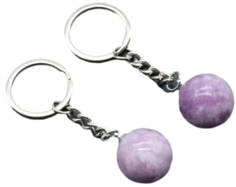 Schlüsselanhänger aus Naturstein, rund, Kugel-Anhänger, Achat, Amethyst, Rosenquarz, Handtaschen-Dekoration, DIY-Schmuckherstellung, Mode-Accessoires, Unisex – 1 Stück, Amethyste, Einheitsgröße