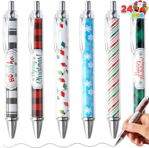 JOYIN 24 Stück Weihnachts-Kugelschreiber, Großpackung, Weihnachts-Tintenroller, originelle Stifte für Kindergeschenke, Weihnachtsparty-Geschenke, Schreibwaren, Kinderstifte, Schule, Klassenzimmer