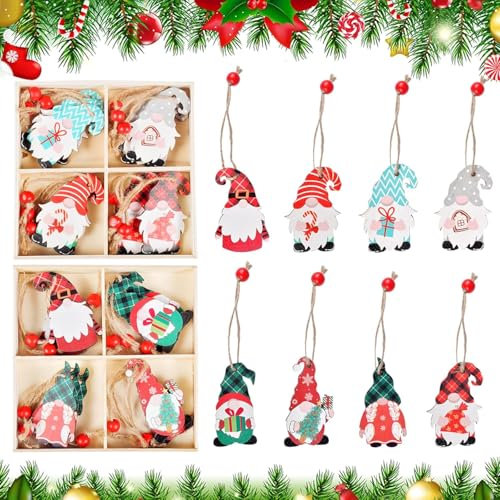 24 Stück Holzanhänger Weihnachten, Christbaumschmuck Holz Weihnachtsbaumanhänger Weihnachtsdeko Anhänger Weihnachtsmann Anhänger für Weihnachtsbaum Weihnachten Party Dekoration