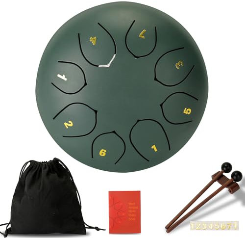Riokko Zungentrommel 8 Noten 6 Zoll Tongue Drum Steel Ätherische Trommel Percussion Instrument Handtrommel Hand pan Drum Zum Musikliebhaber Yoga Meditation Klangheil