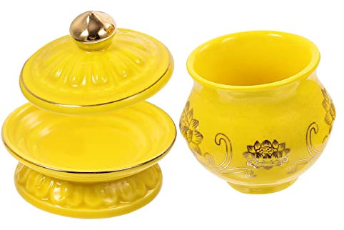 Amosfun Buddhist Worship Cup Lotus Flower Holy Water Offering Bowl Ceramic Lotus Water Mug