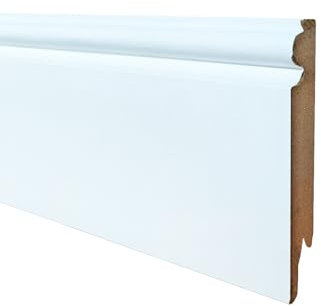 Onlywood Battiscopa bianco in Mdf EVE Spessore 14 mm x Altezza 120 mm- Zoccolino Battiscopa Modello Inglese Ducale